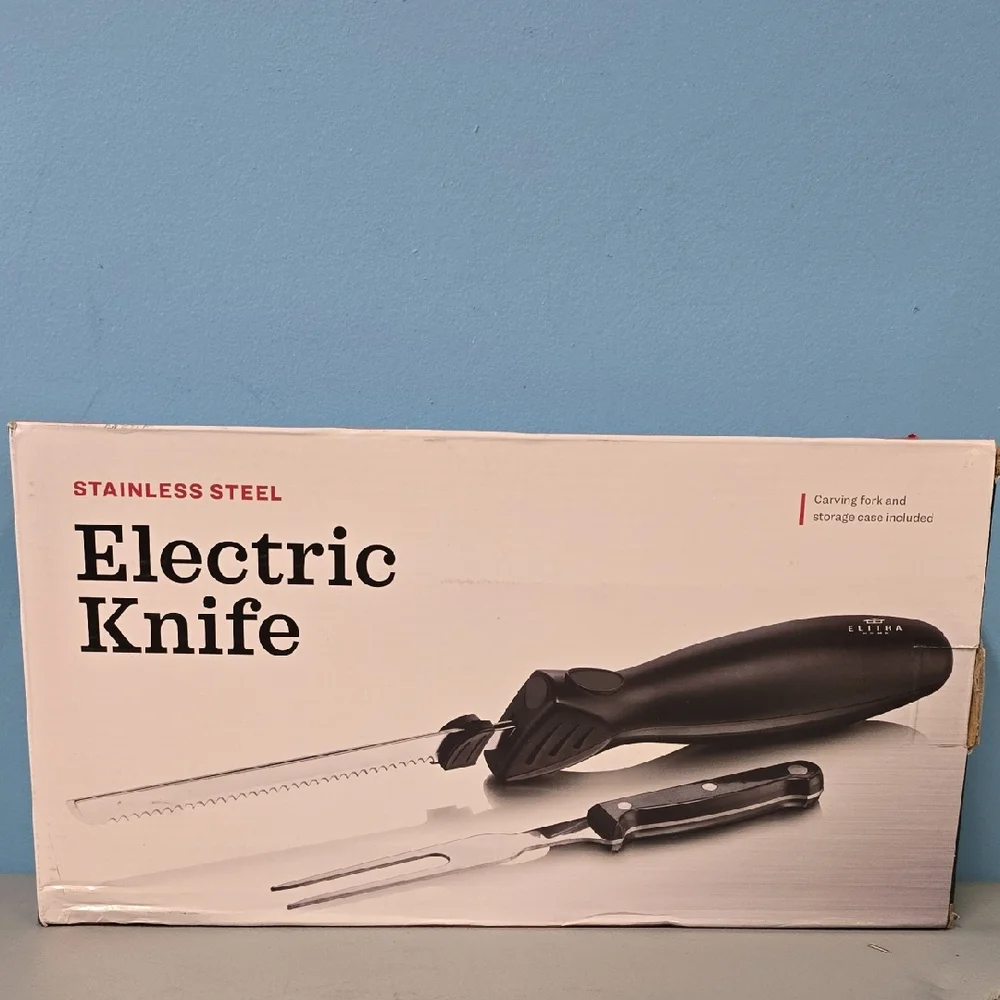 Stainless Steel Electric Knife with Black Handle